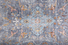 Blue Gray And Orange Floral Area Rug - 2' x 3'