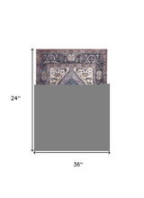 Blue Brown And Ivory Floral Area Rug - 2' x 3'