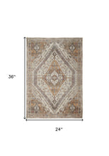 Ivory Orange And Brown Abstract Area Rug - 2' x 3'