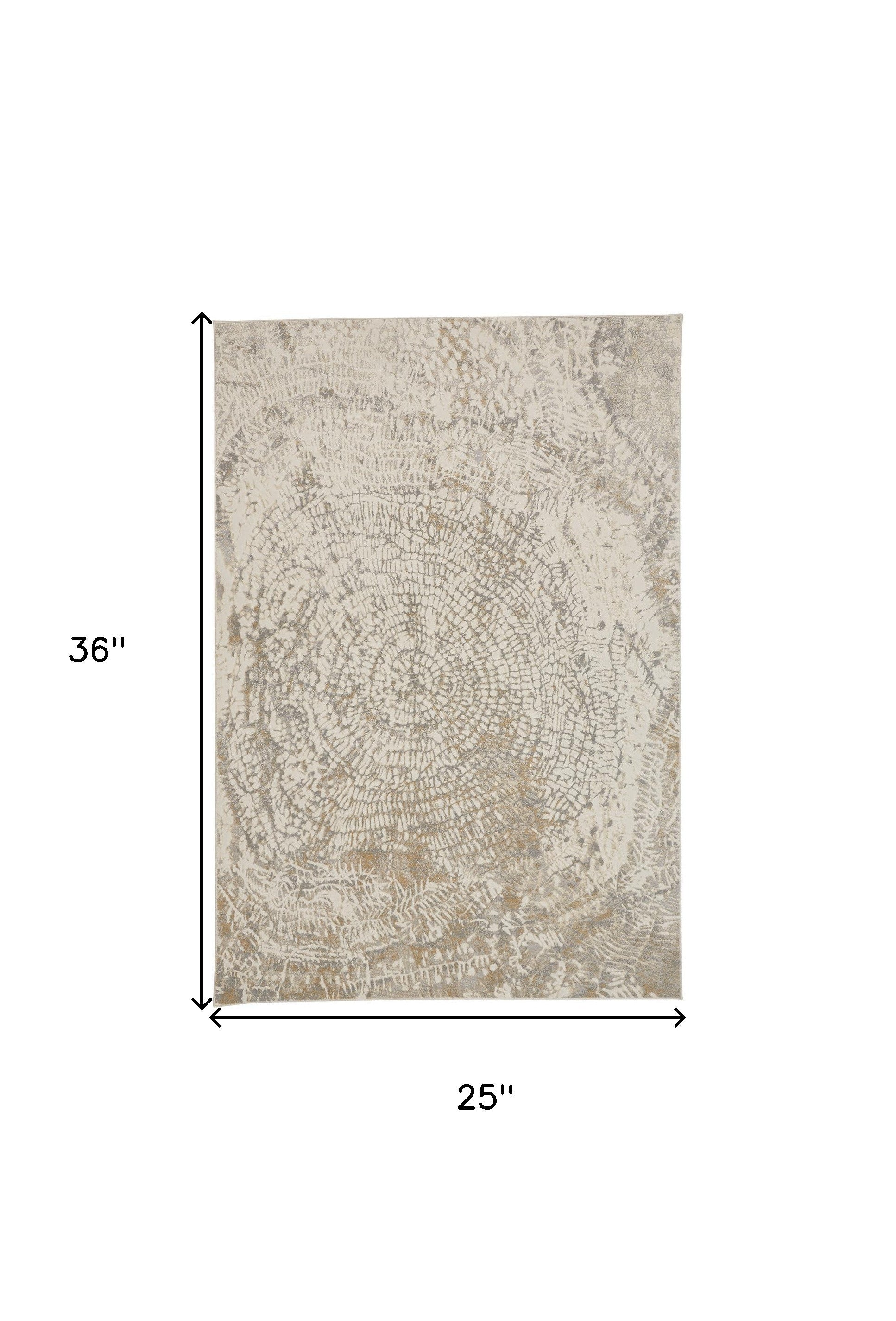 Ivory Tan And Gray Abstract Area Rug - 2' x 3'