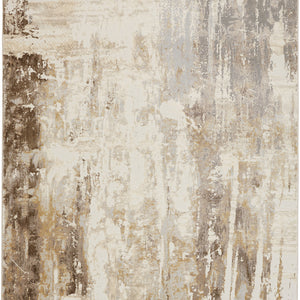 2' X 3' Tan Ivory And Gray Abstract Area Rug