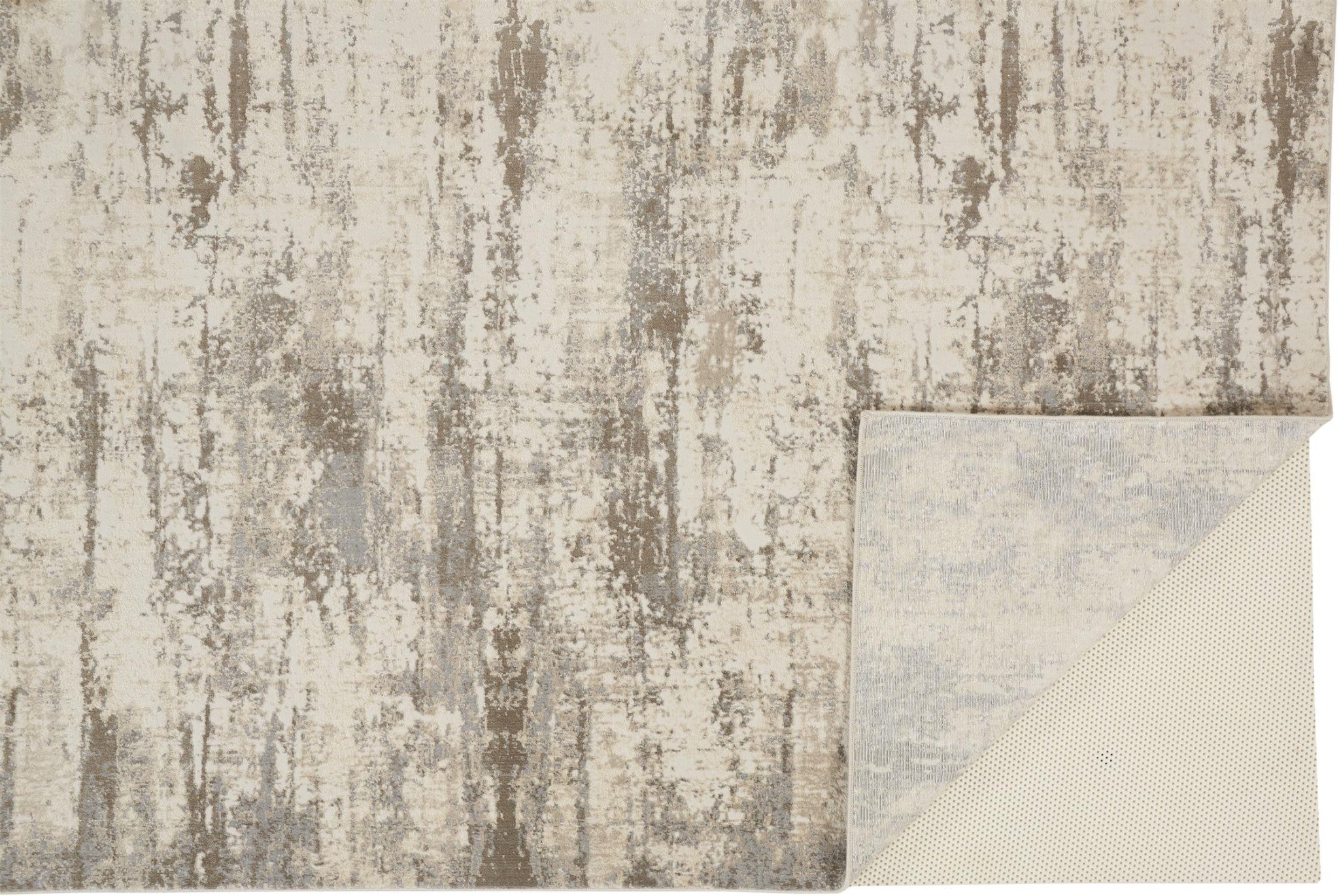 2' X 3' Ivory And Brown Abstract Area Rug