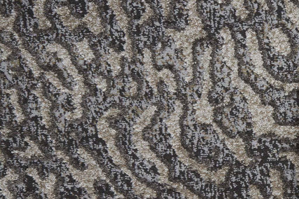2' X 3' Gray Taupe And Ivory Abstract Power Loom Stain Resistant Area Rug