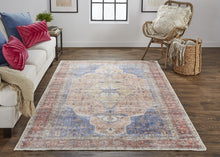 2' X 3' Red Tan And Blue Abstract Area Rug