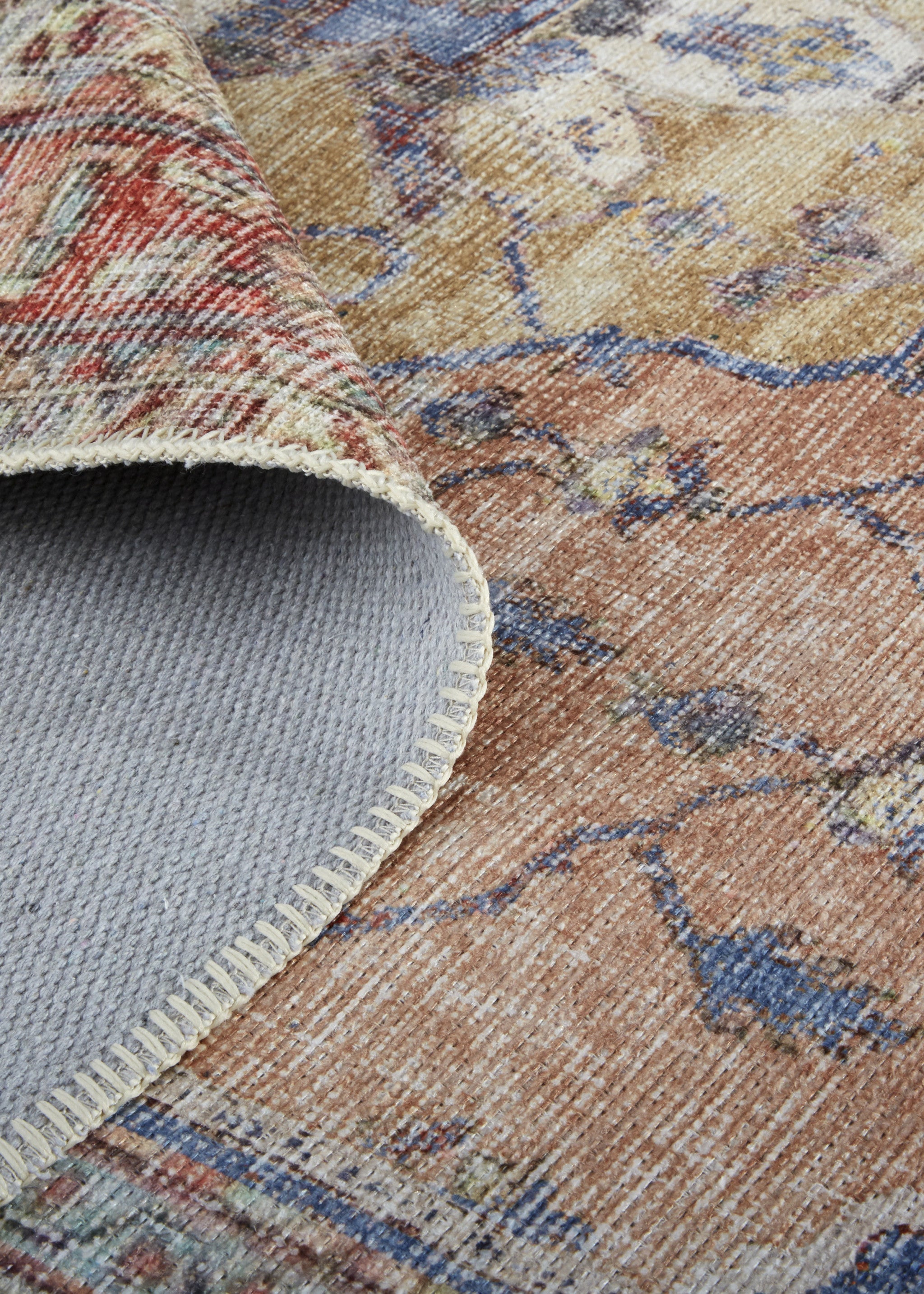 2' X 3' Red Tan And Blue Abstract Area Rug