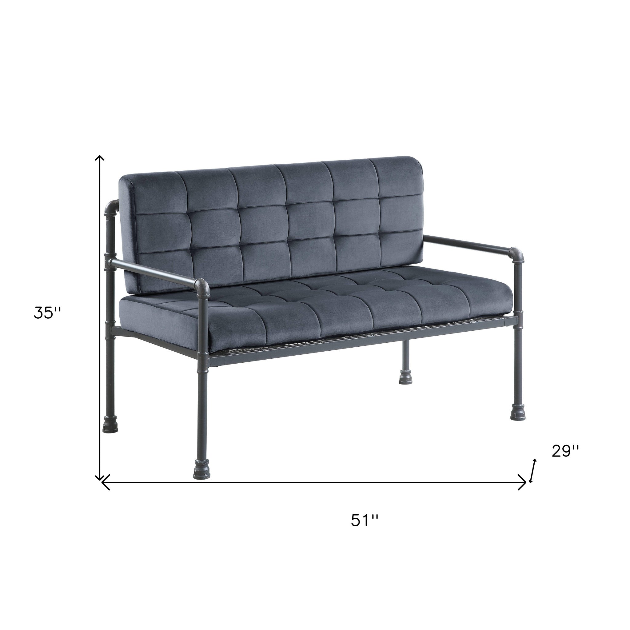 Gray Tufted Velvet And Gray Love Seat 51"