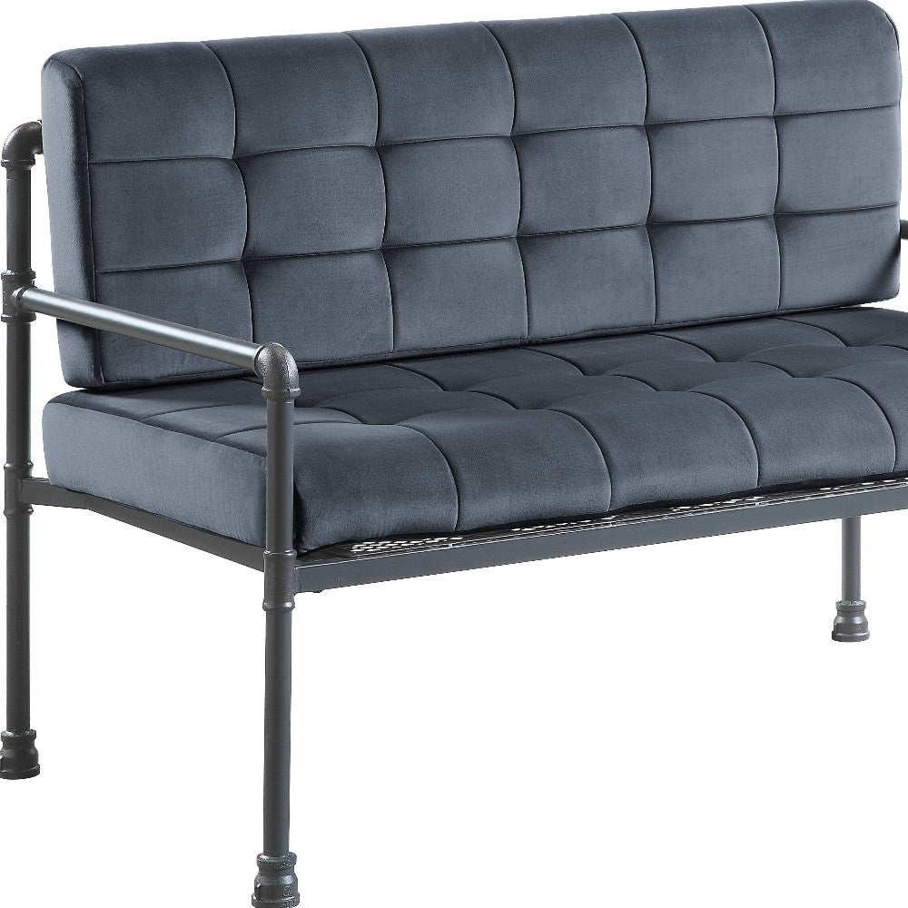 Gray Tufted Velvet And Gray Love Seat 51"
