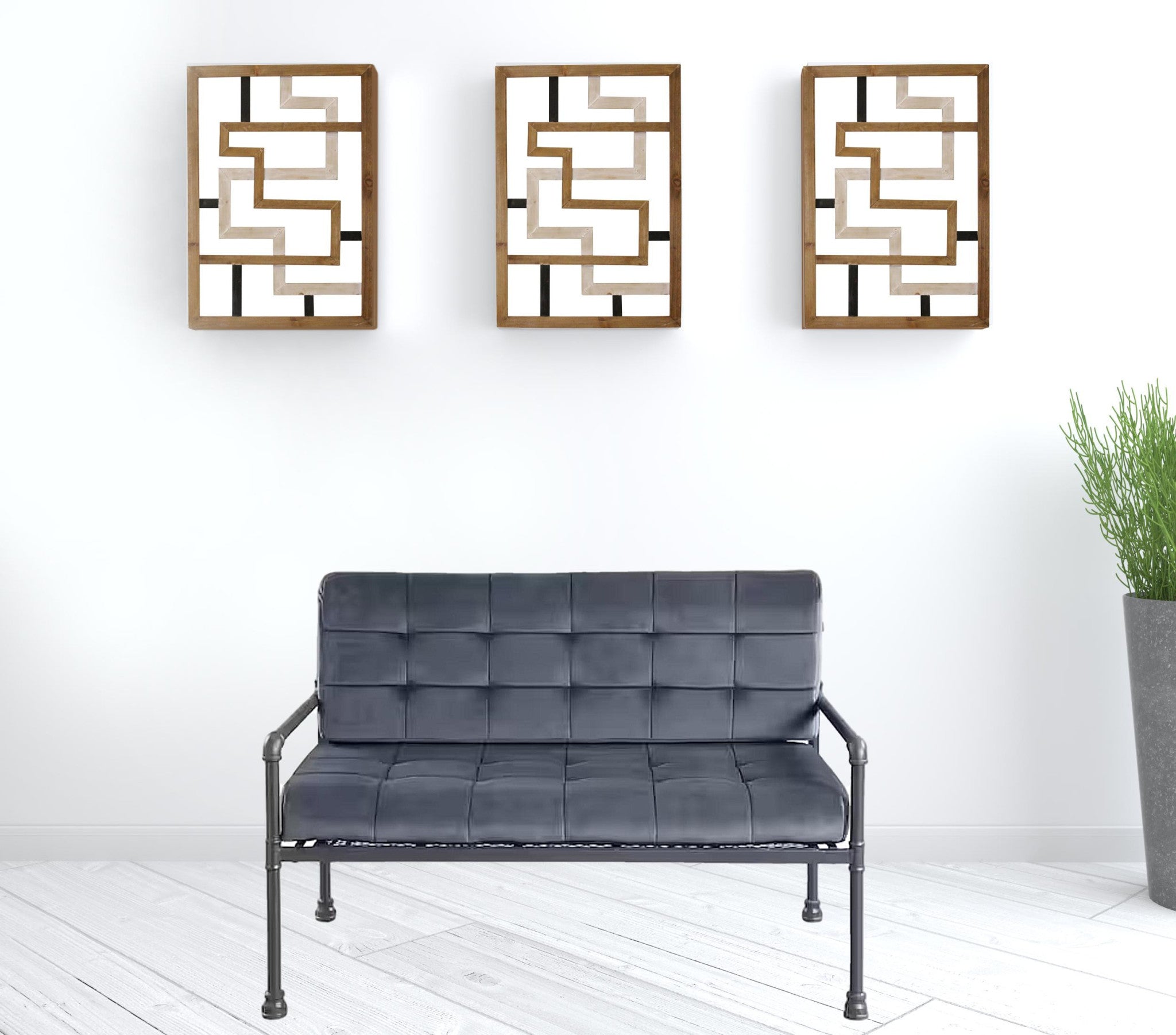 Gray Tufted Velvet And Gray Love Seat 51"