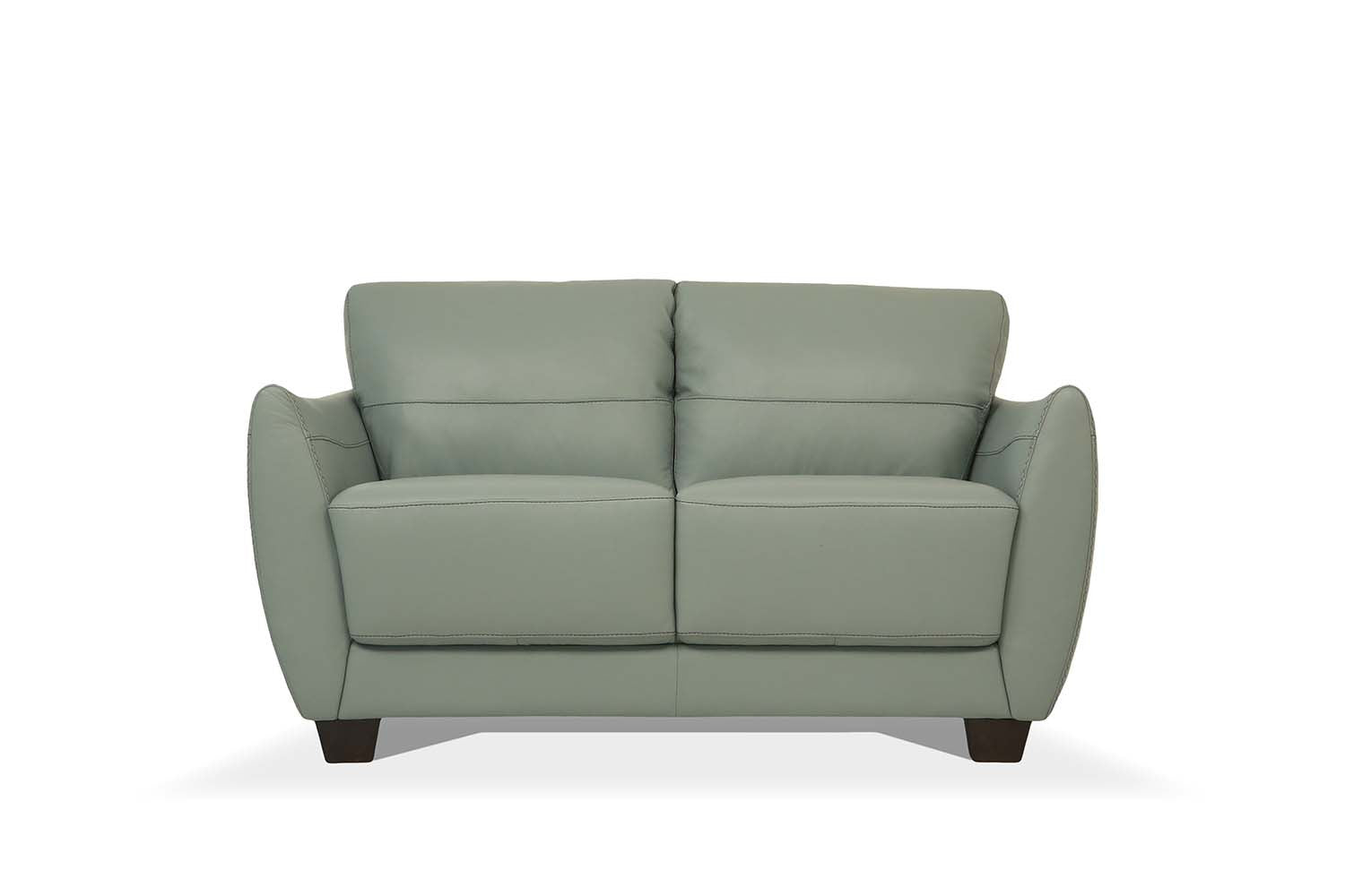 Pale Green Leather And Black Standard Love Seat 57"