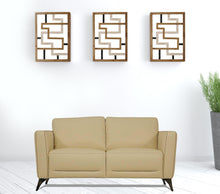 Cream Leather And Black Standard Love Seat 59