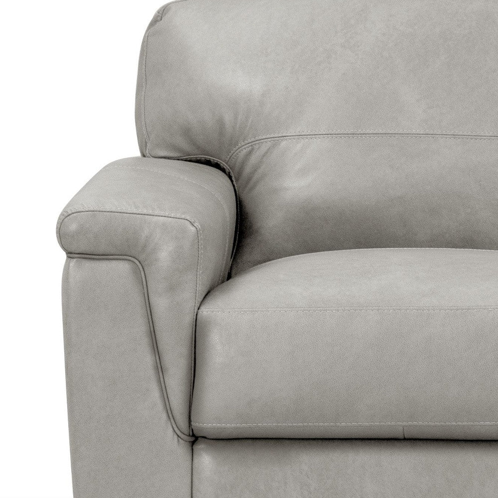 Gray Leather And Black Standard Love Seat 67"