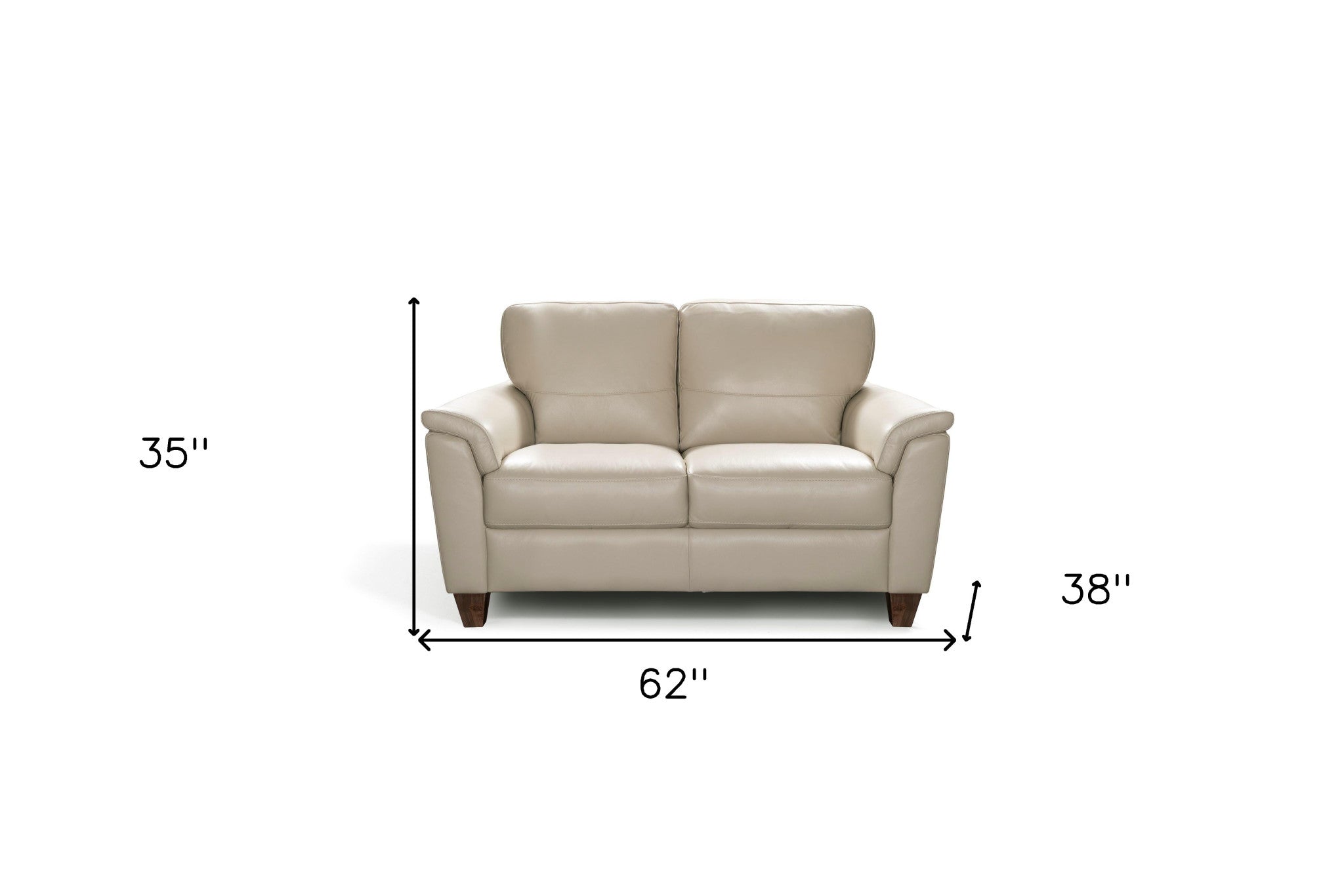 Beige Leather And Black Standard Love Seat 62"