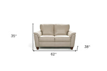 Beige Leather And Black Standard Love Seat 62