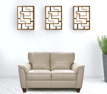 Beige Leather And Black Standard Love Seat 62