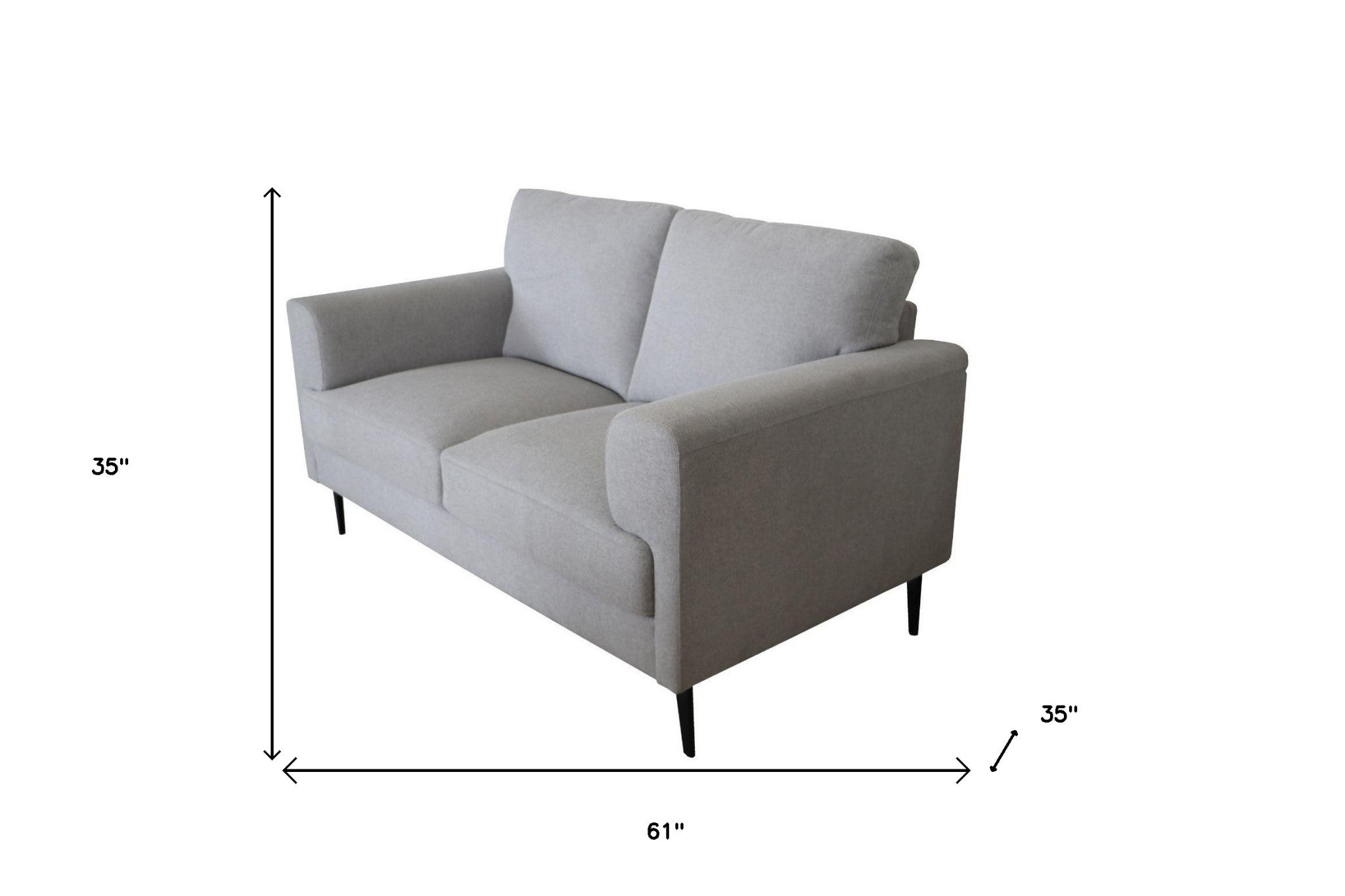 Light Gray 100% Linen And Black Standard Love Seat 61"