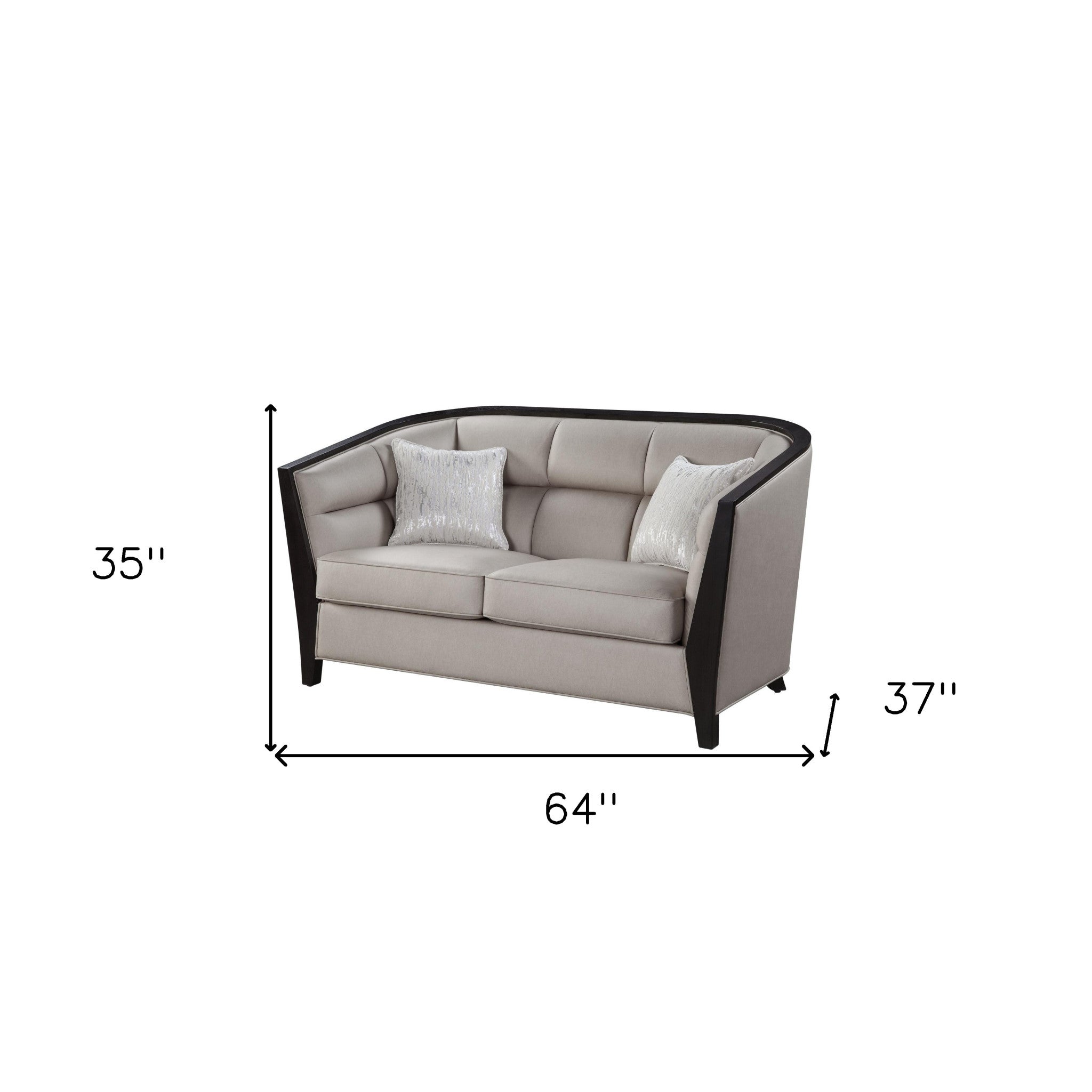 Beige Black Standard Love Seat 64"