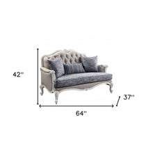 Beige 100% Linen And White Standard Love Seat 64