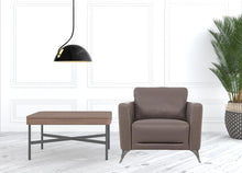 35 英寸灰褐色真皮和黑色扶手椅