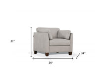 36 英寸灰白色真皮和黑色扶手椅