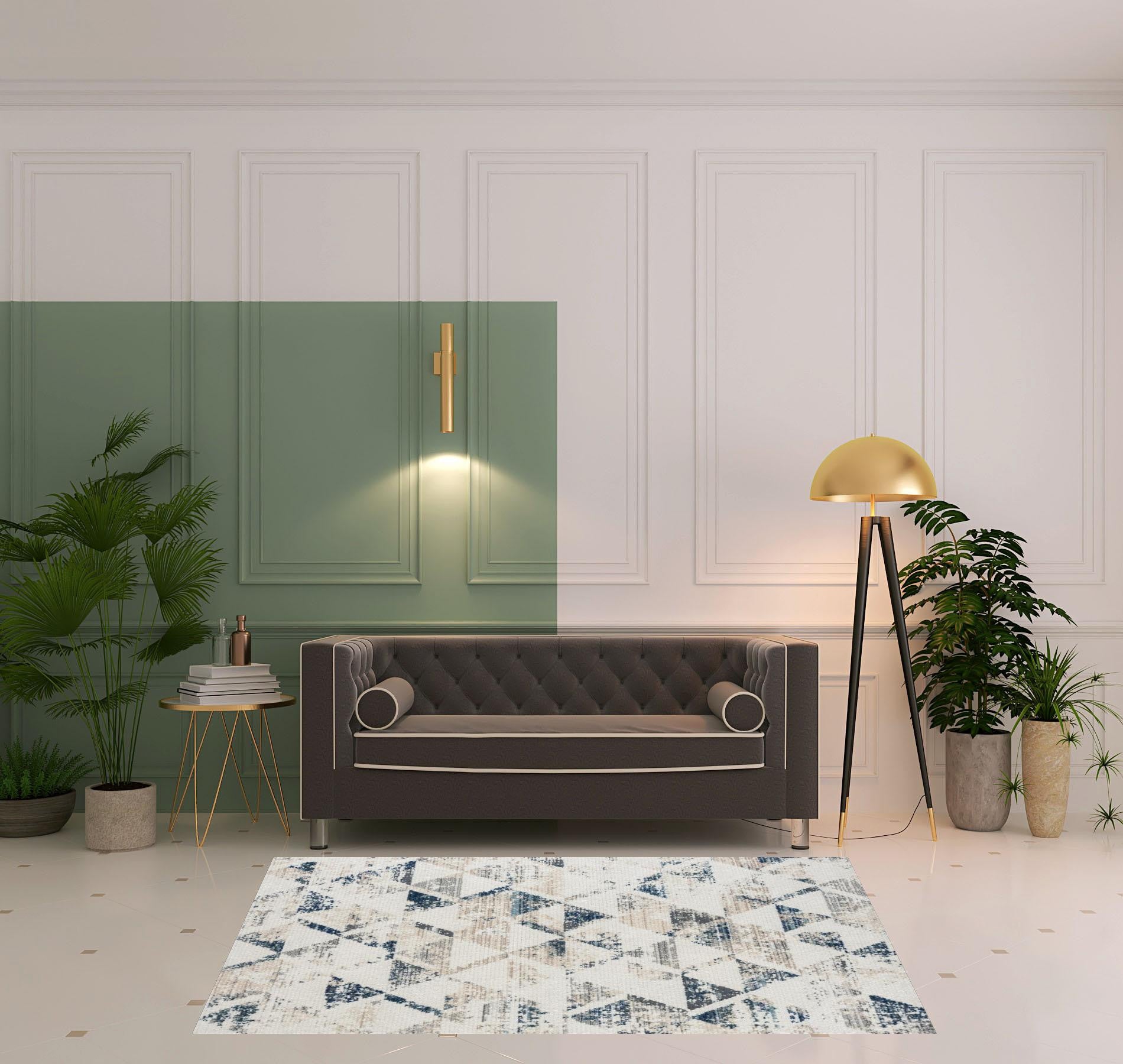 5' X 7' Ivory Geometric Area Rug