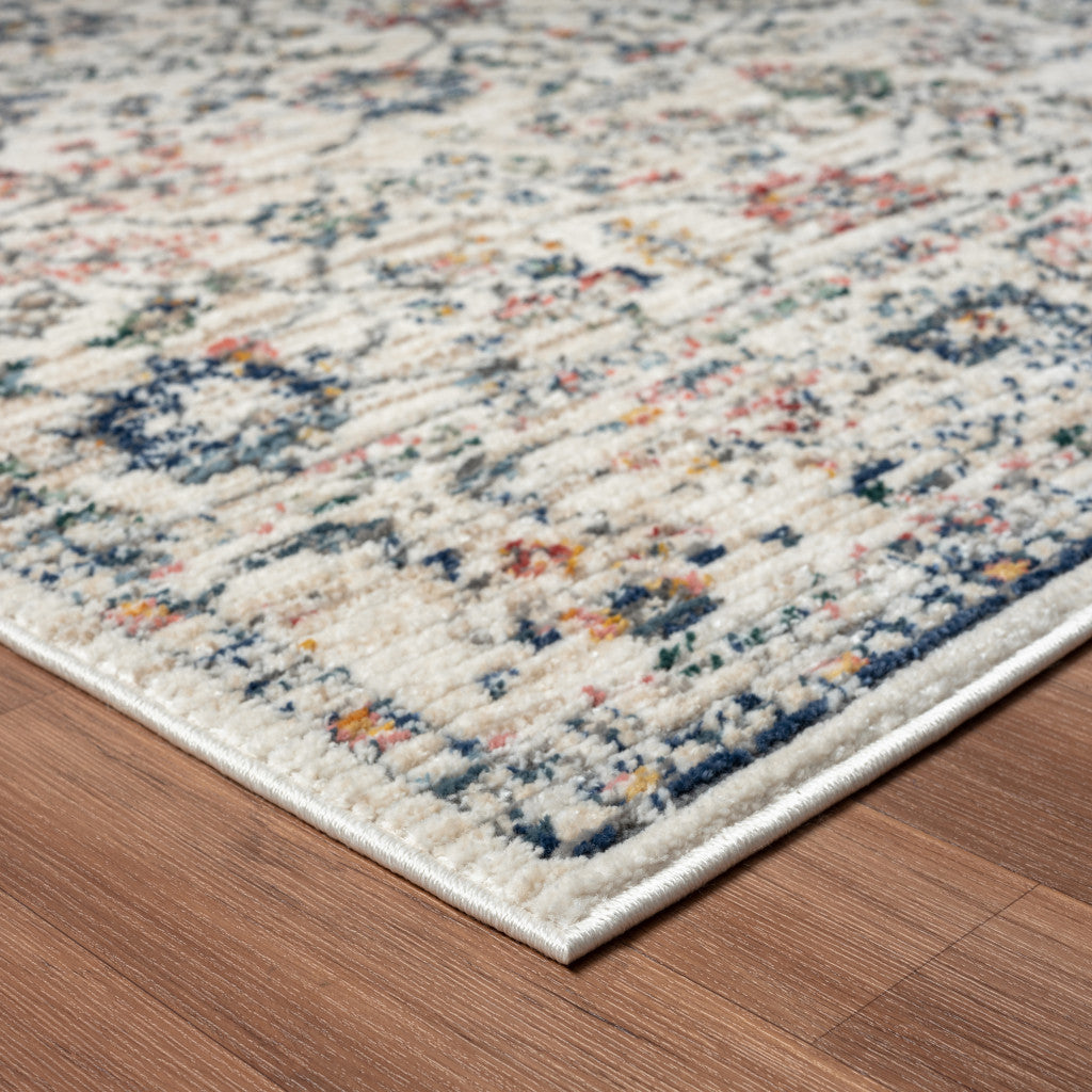 5' X 7' Ivory Floral Area Rug