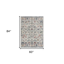 5' X 7' Ivory Floral Area Rug