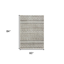 5' X 7' Beige Geometric Washable Area Rug