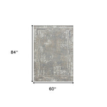 5' X 7' Gray Abstract Distressed Washable Area Rug