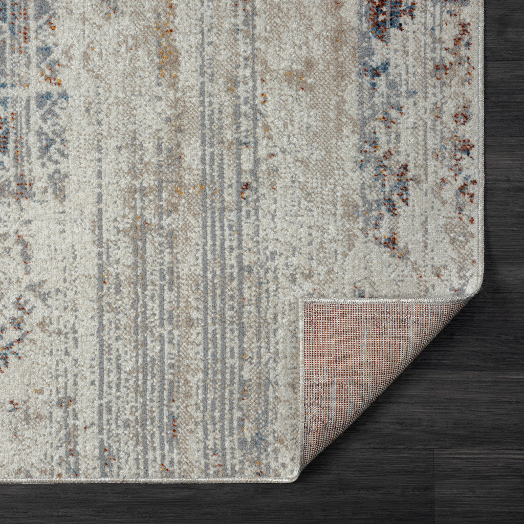 5' X 7' Ivory Tribal Distressed Washable Area Rug