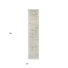2' X 8' Beige Abstract Distressed Runner Rug