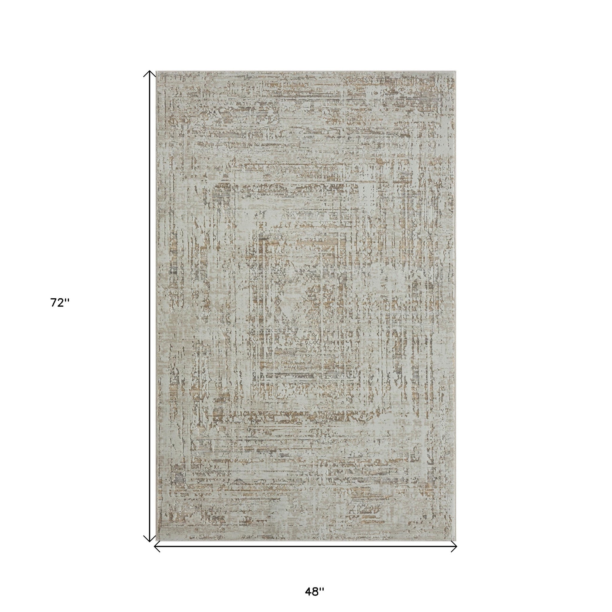 2' X 8' Beige Abstract Distressed Runner Rug