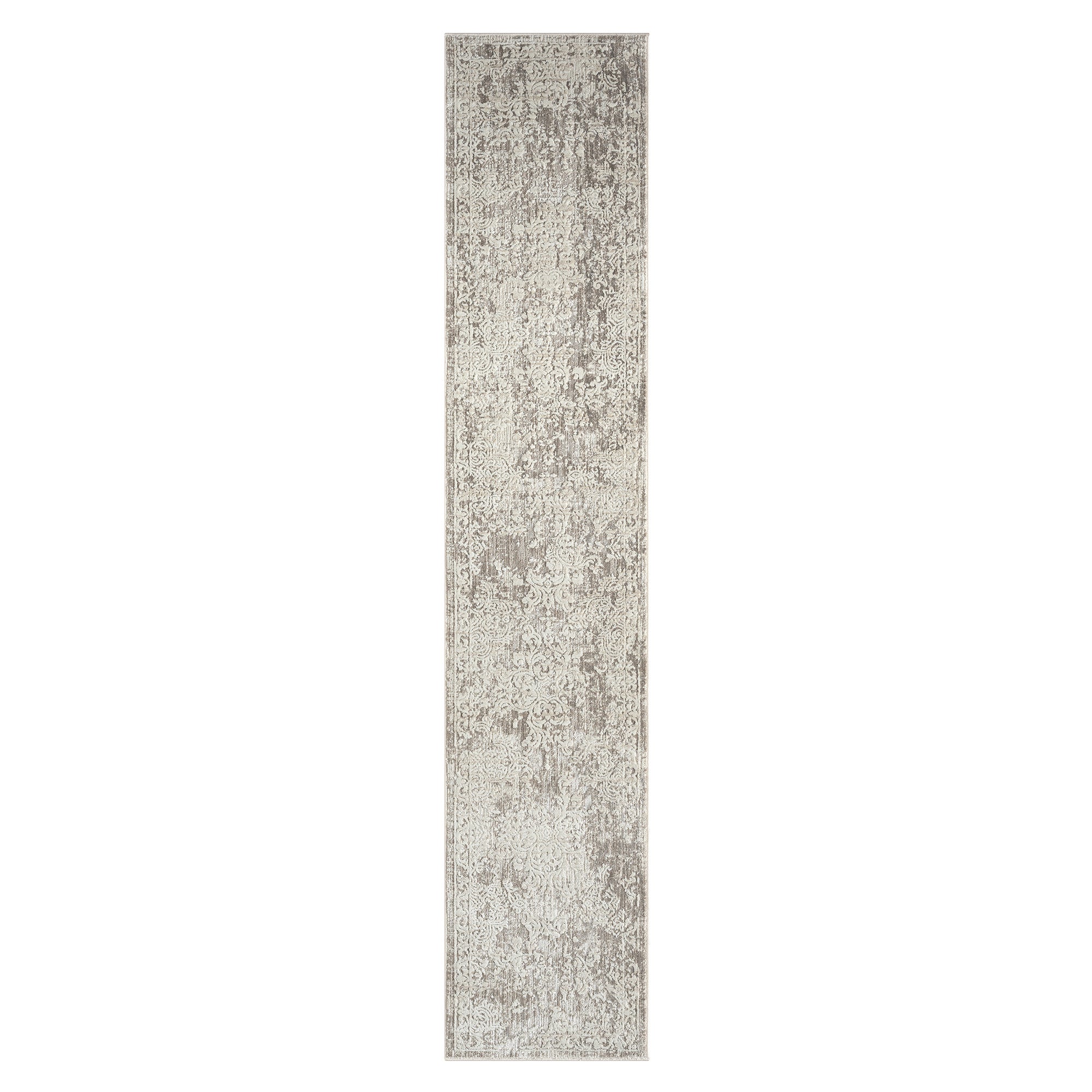 2' X 8' Gray Abstract Distressed Runner Rug