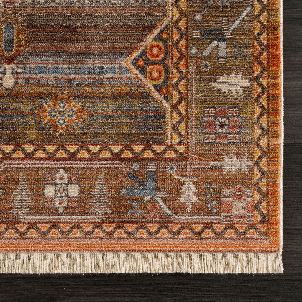 2' X 6' Brown Southwestern Runner Rug