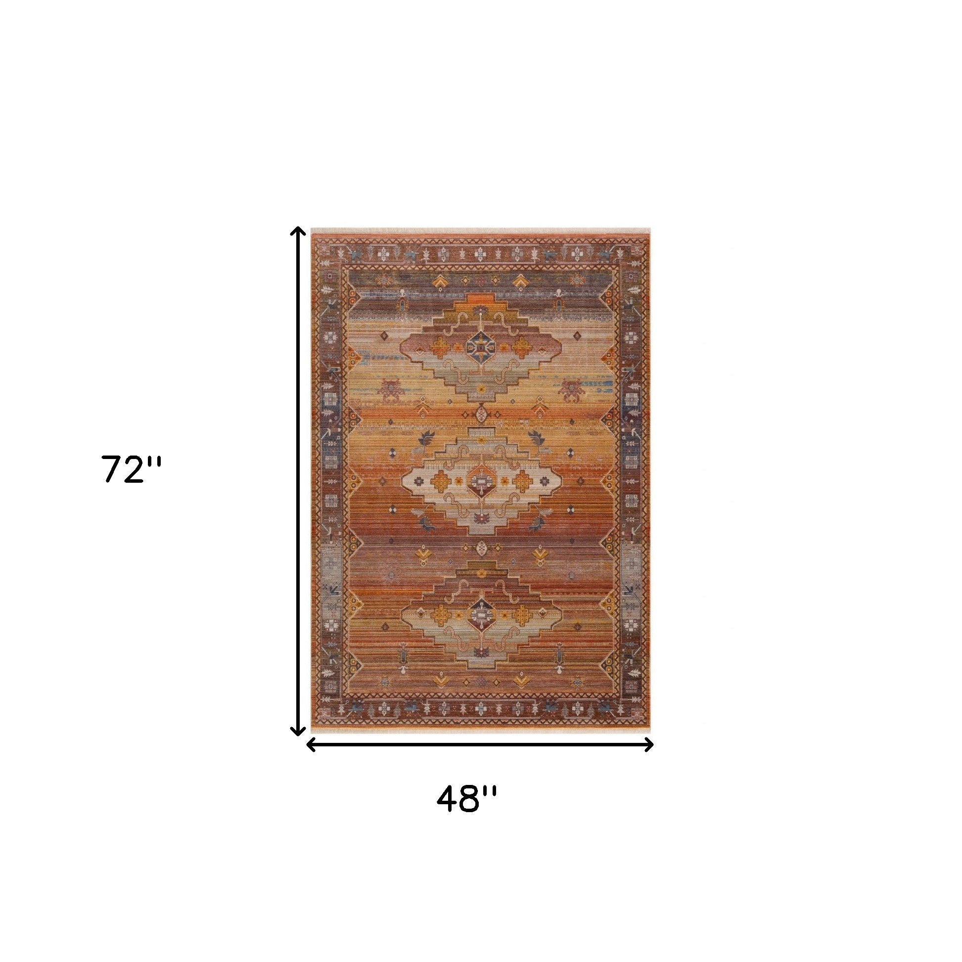 2' X 6' Brown Southwestern Runner Rug