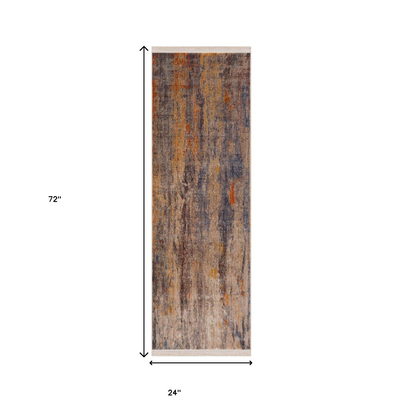 2' X 6' Beige Abstract Distressed Runner Rug