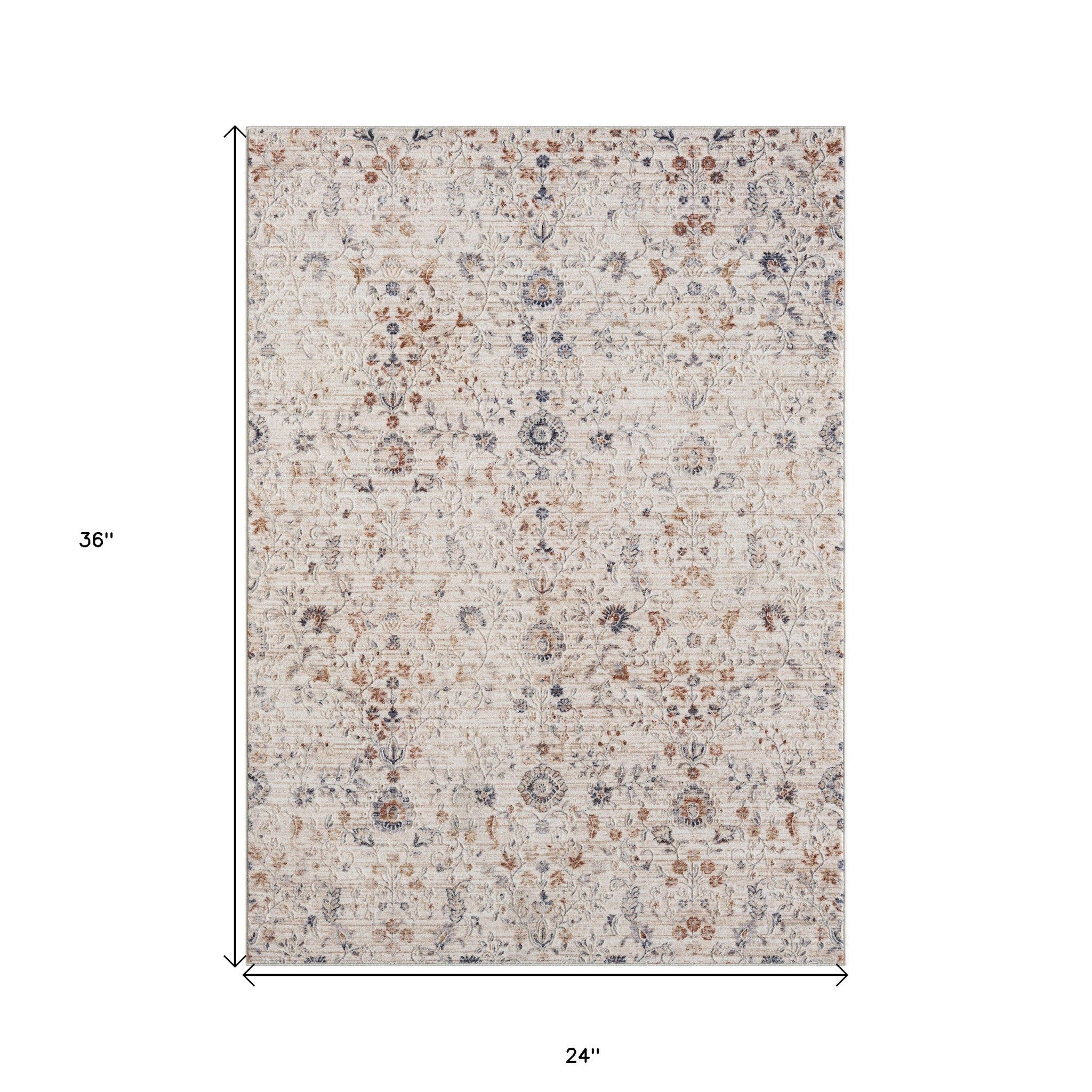 2' X 3' Red Floral Area Rug