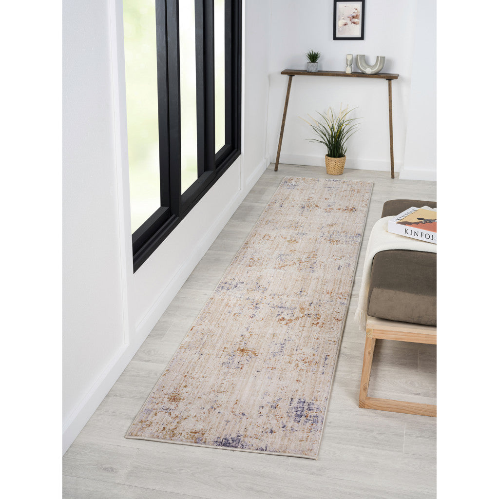 2' X 3' Ivory And Blue Abstract Area Rug