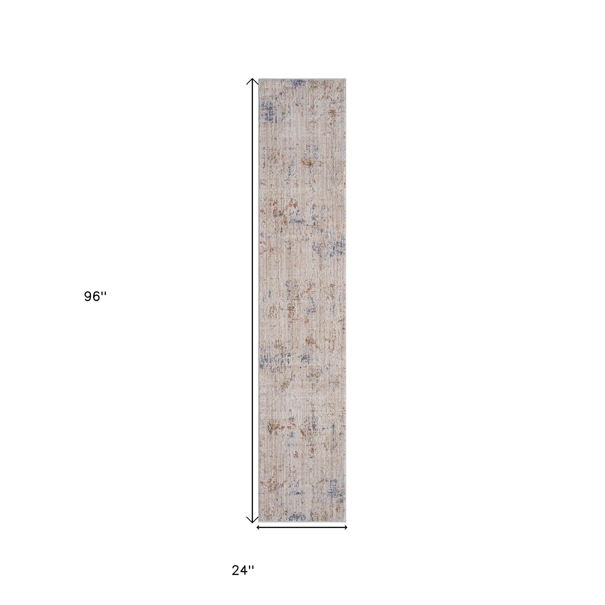 2' X 3' Ivory And Blue Abstract Area Rug