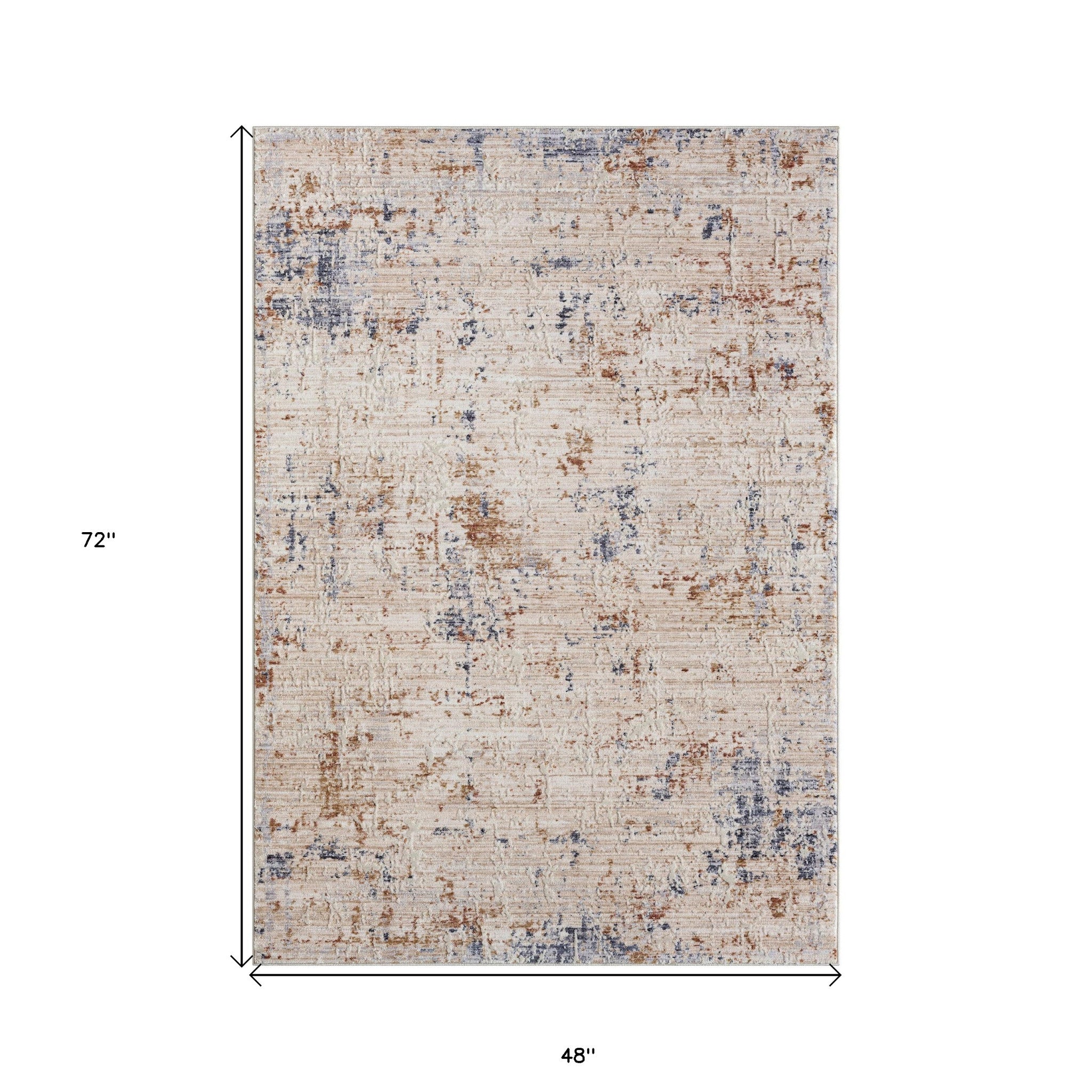 2' X 3' Ivory And Blue Abstract Area Rug