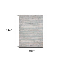 9' X 12' Blue Abstract Distressed Area Rug