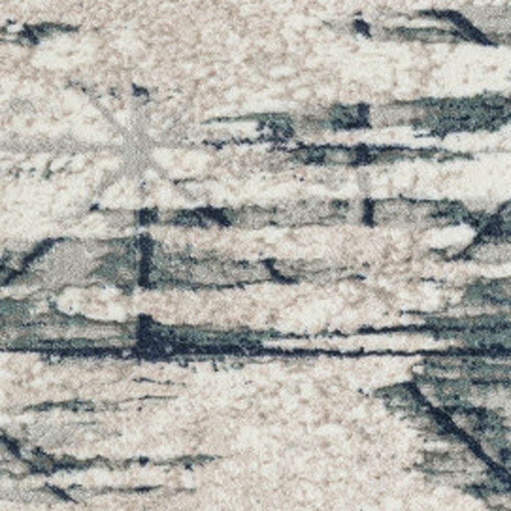 5' X 7' Blue Abstract Stain Resistant Area Rug