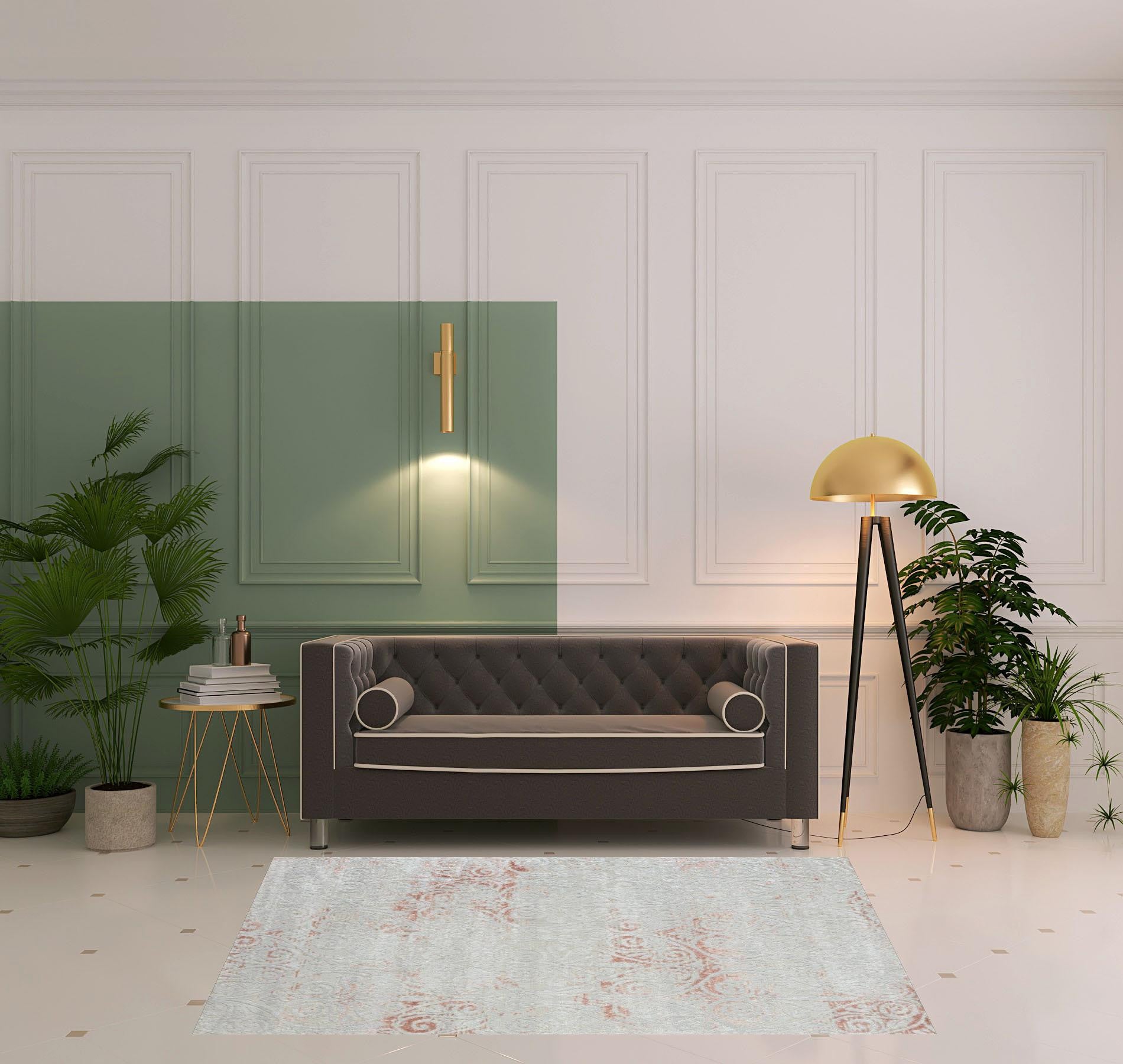 Pink Floral Area Rug - 5' x 7'