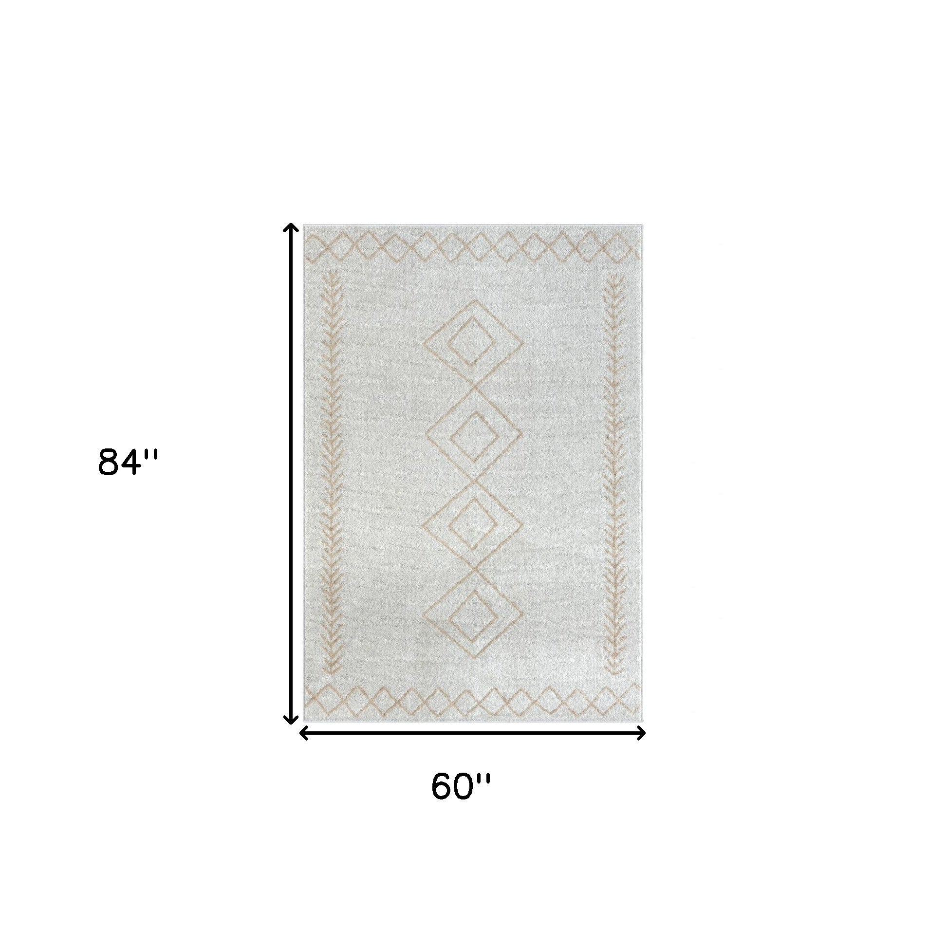 5' X 7' Cream Diamond Area Rug