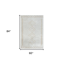 5' X 7' Cream Diamond Area Rug