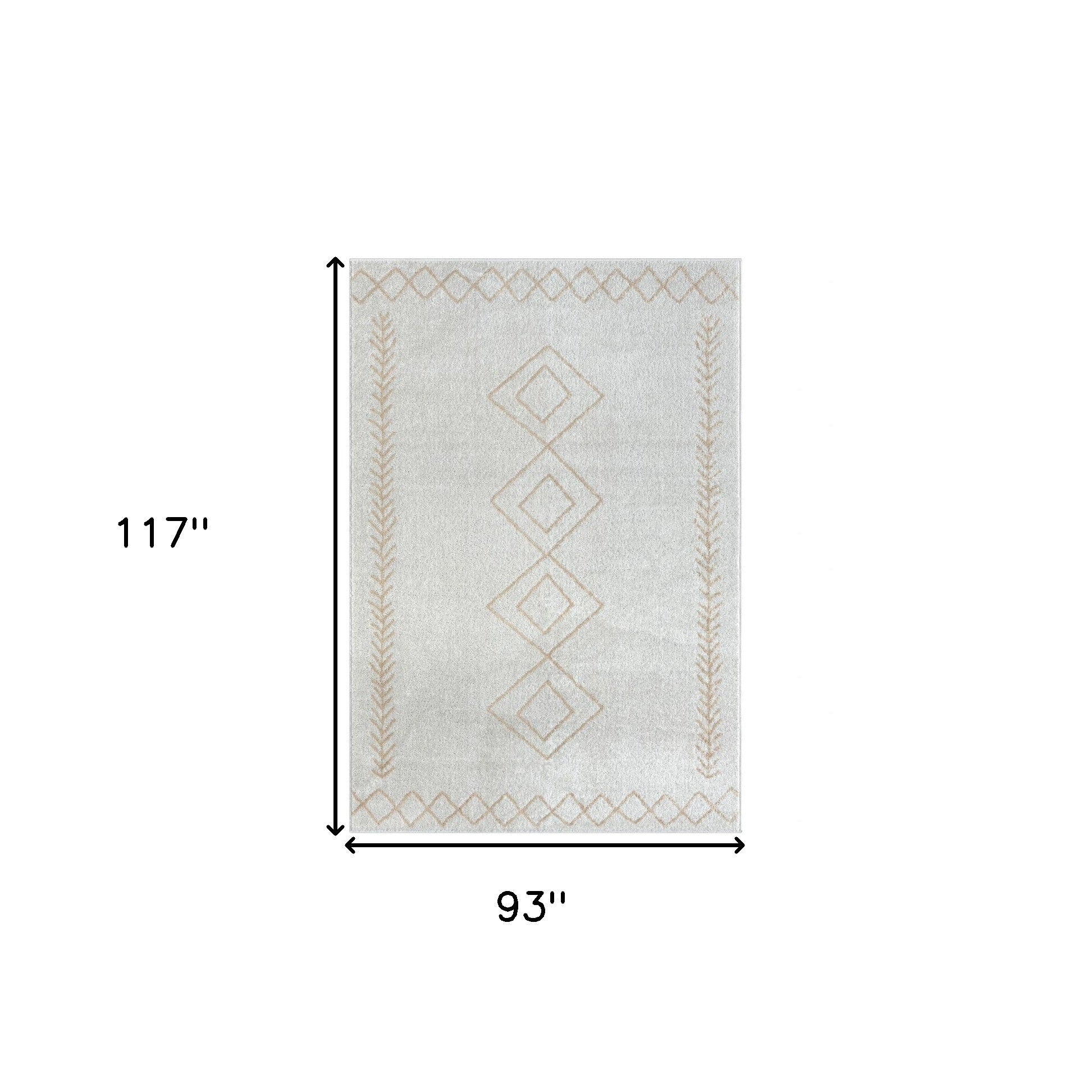 5' X 7' Cream Diamond Area Rug