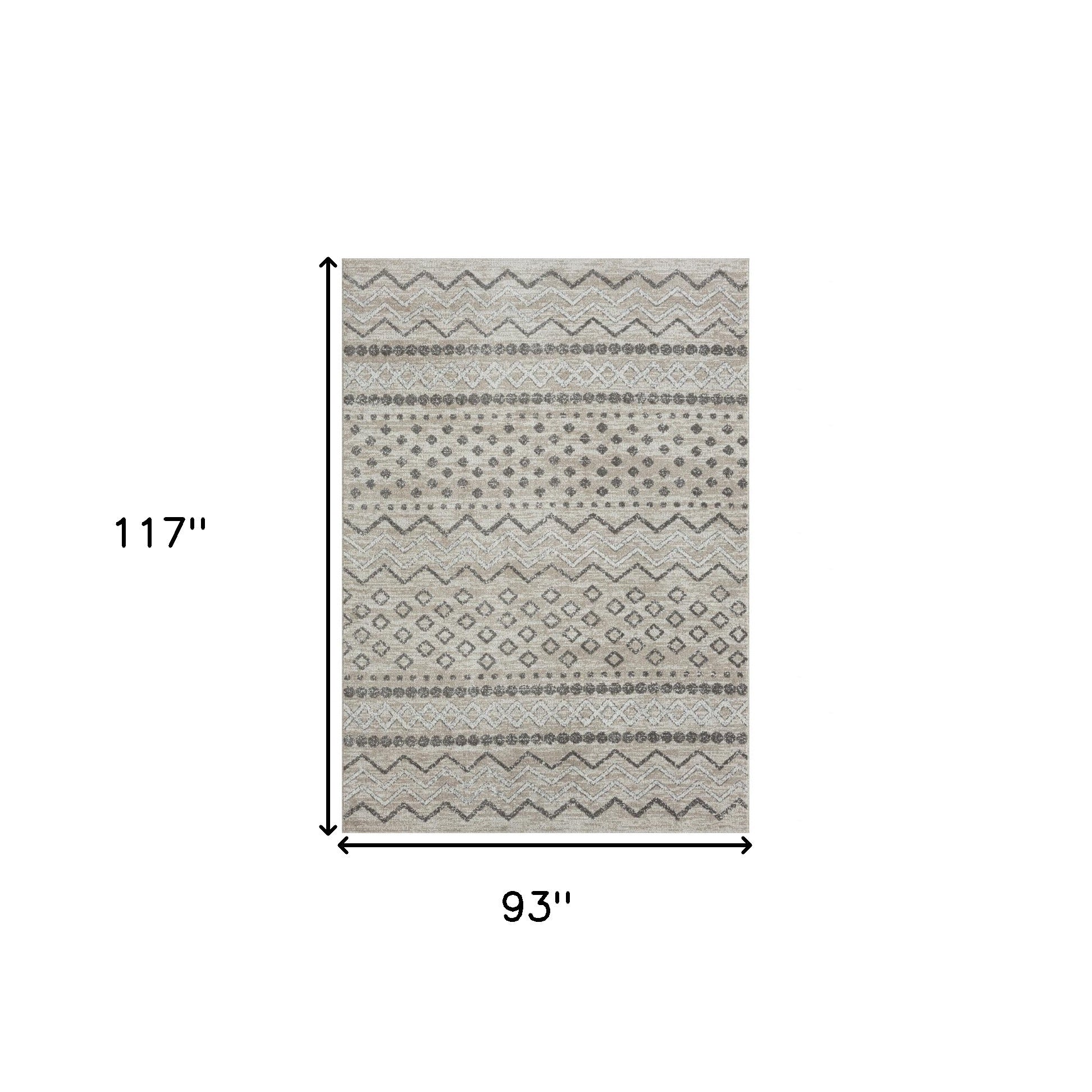 5' X 7' Beige Geometric Washable Area Rug
