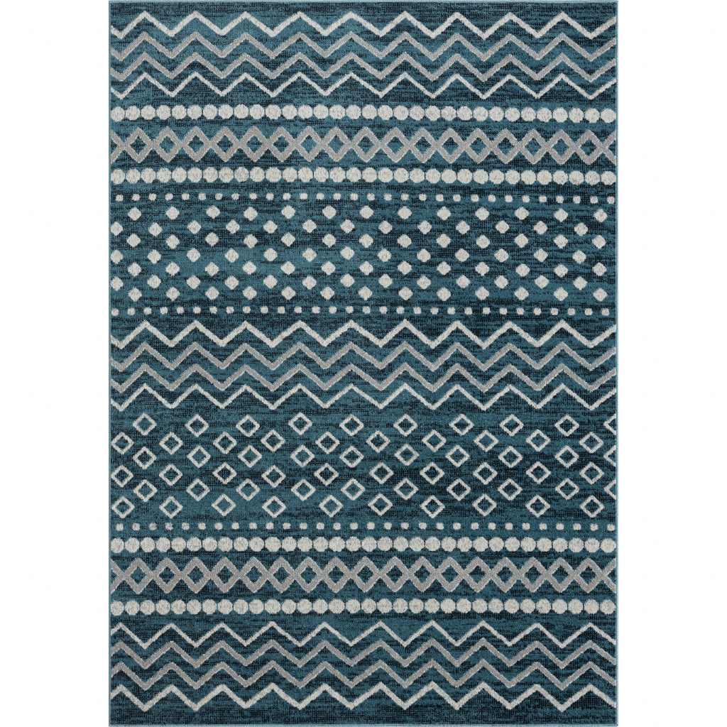 5' X 7' Beige Geometric Washable Area Rug