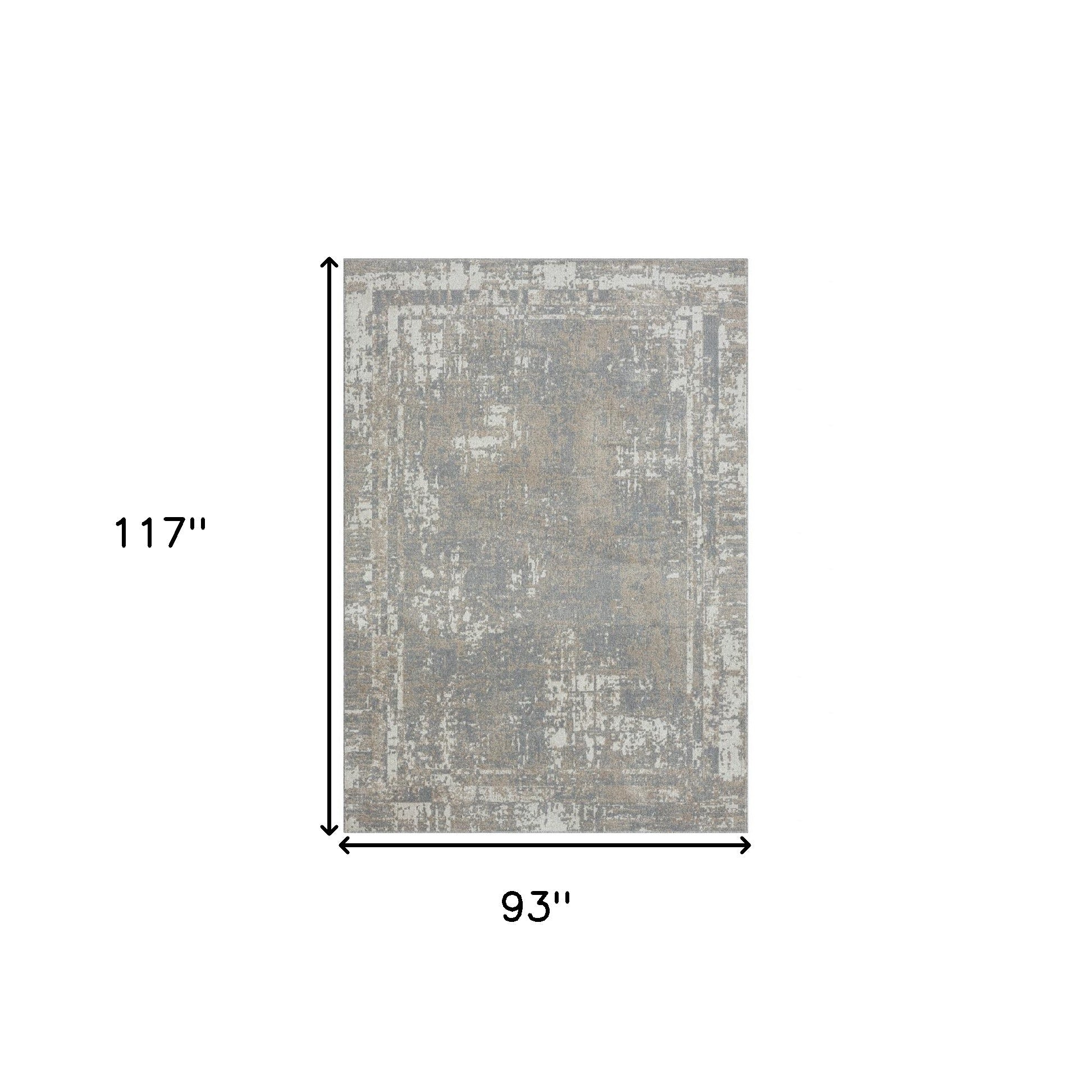 5' X 7' Gray Abstract Distressed Washable Area Rug