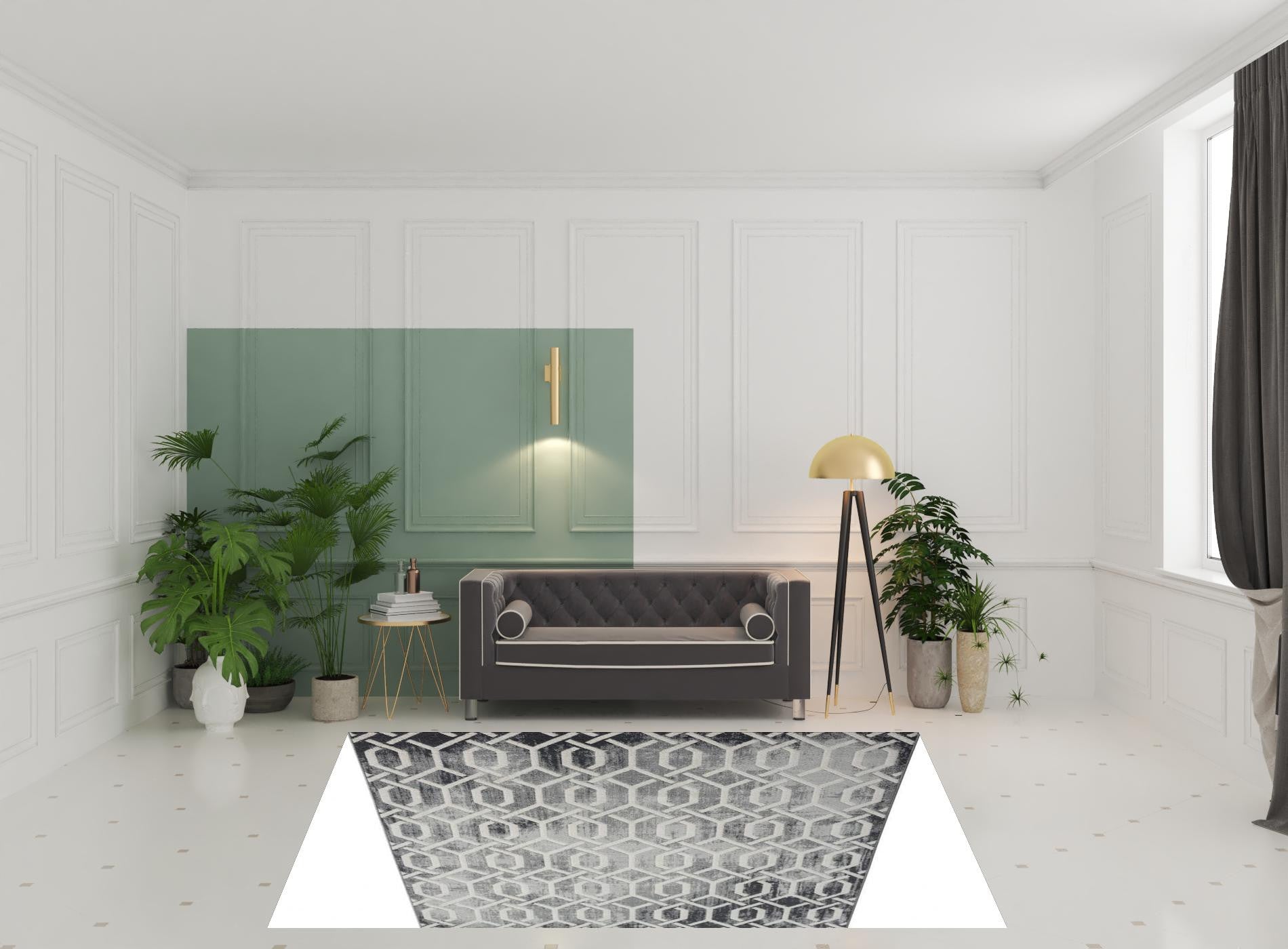 5' X 7' Gray Geometric Area Rug