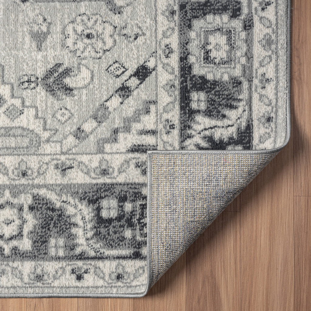 5' X 7' Gray Medallion Area Rug